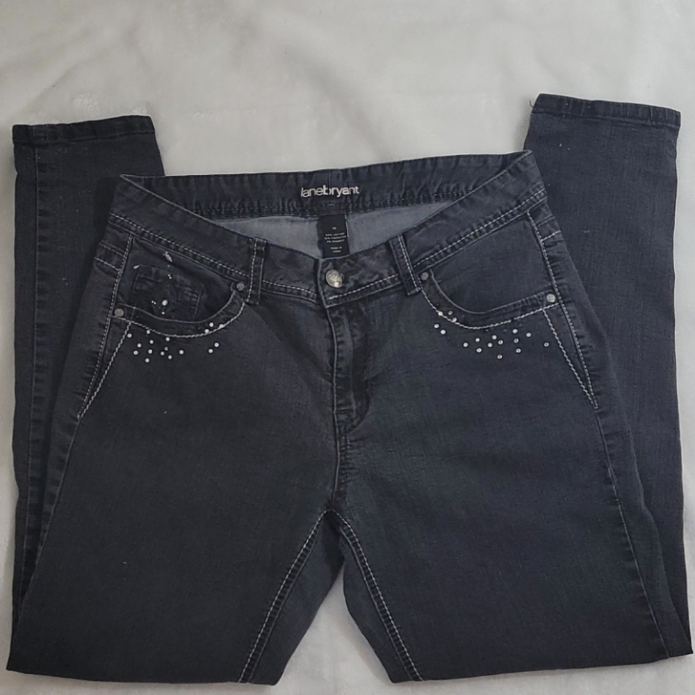Lane Bryant Black Rhinestone Embellished Jeans